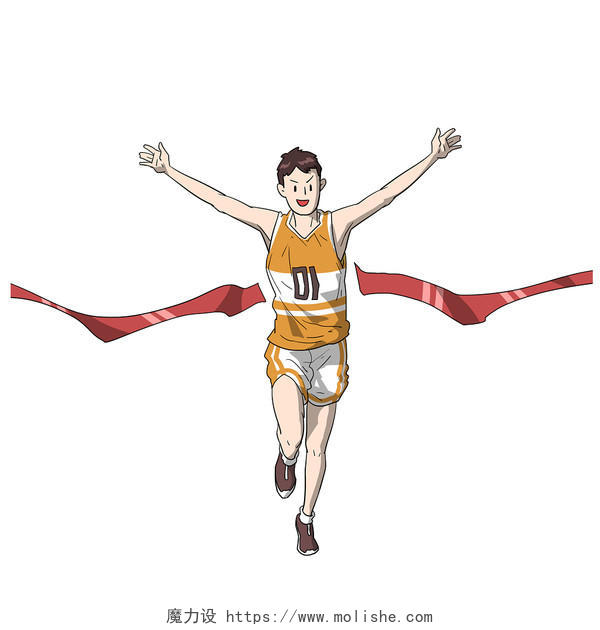 手绘卡通运动季马拉松人物素材